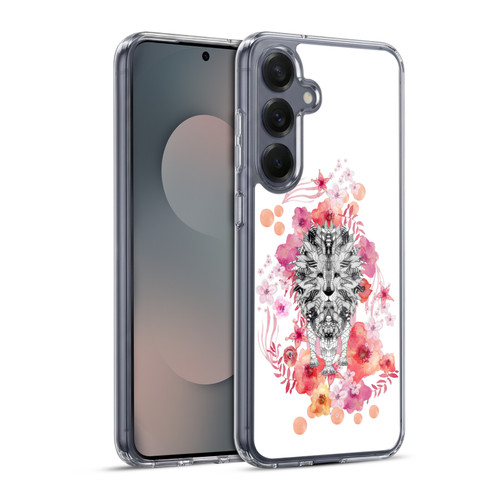 Monika Strigel Animals And Flowers Lion Soft Gel Case for Samsung Galaxy S25+ & MagSafe