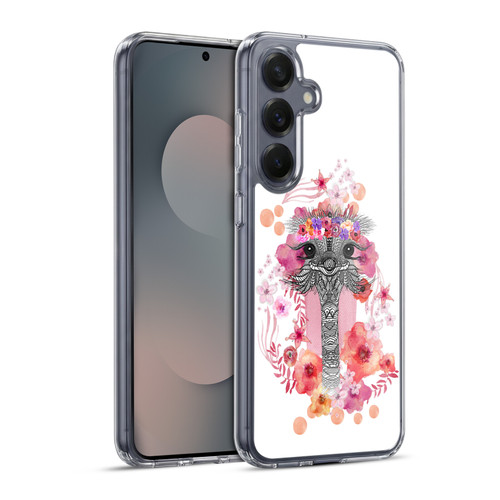 Monika Strigel Animals And Flowers Ostrich Aztec Soft Gel Case for Samsung Galaxy S25+ & MagSafe