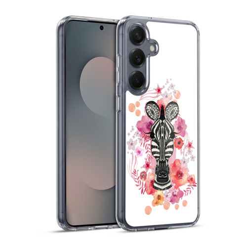 Monika Strigel Animals And Flowers Zebra Soft Gel Case for Samsung Galaxy S25+ & MagSafe