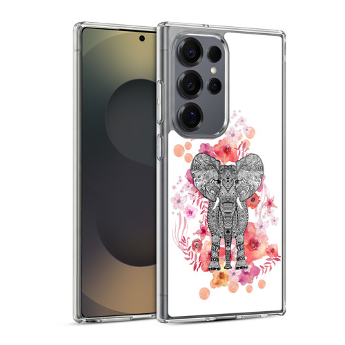 Monika Strigel Animals And Flowers Elephant Aztec Soft Gel Case for Samsung Galaxy S25 Ultra & MagSafe