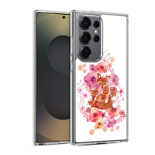 Monika Strigel Animals And Flowers Fox Family Soft Gel Case for Samsung Galaxy S25 Ultra & MagSafe