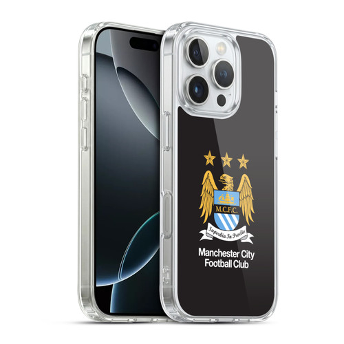 Manchester City Man City FC Crest Full Colour on Black Soft Gel Case for Apple iPhone 16 Pro & MagSafe