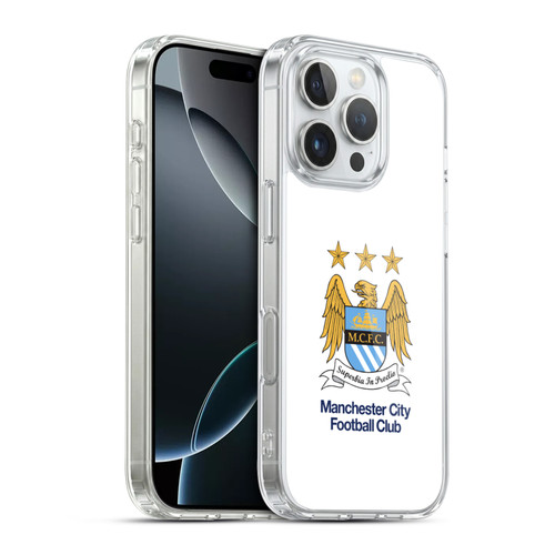 Manchester City Man City FC Crest Full Colour White Soft Gel Case for Apple iPhone 16 Pro & MagSafe