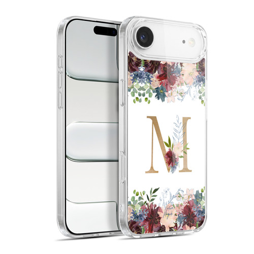 Nature Magick Flowers Monogram Floral Gold Letter M Soft Gel Case for Apple iPhone 17 Air