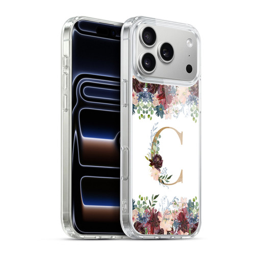Nature Magick Flowers Monogram Floral Gold Letter C Soft Gel Case for Apple iPhone 17 Pro Max