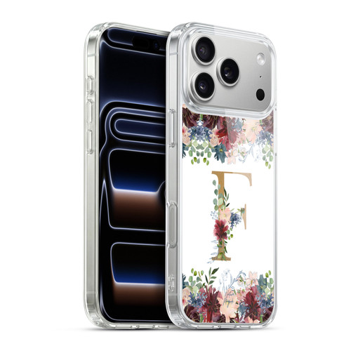 Nature Magick Flowers Monogram Floral Gold Letter F Soft Gel Case for Apple iPhone 17 Pro Max