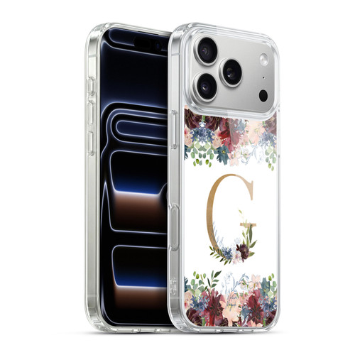 Nature Magick Flowers Monogram Floral Gold Letter G Soft Gel Case for Apple iPhone 17 Pro Max