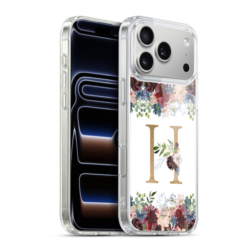Nature Magick Flowers Monogram Floral Gold Letter H Soft Gel Case for Apple iPhone 17 Pro Max