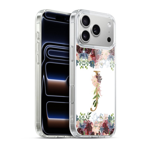 Nature Magick Flowers Monogram Floral Gold Letter J Soft Gel Case for Apple iPhone 17 Pro Max