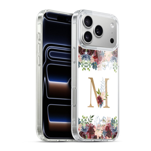 Nature Magick Flowers Monogram Floral Gold Letter M Soft Gel Case for Apple iPhone 17 Pro Max