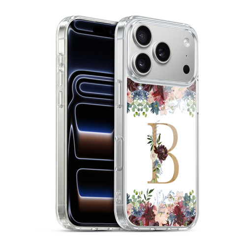 Nature Magick Flowers Monogram Floral Gold Letter B Soft Gel Case for Apple iPhone 17 Pro