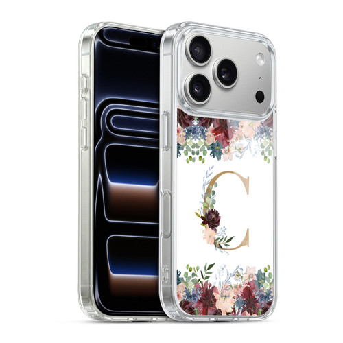 Nature Magick Flowers Monogram Floral Gold Letter C Soft Gel Case for Apple iPhone 17 Pro