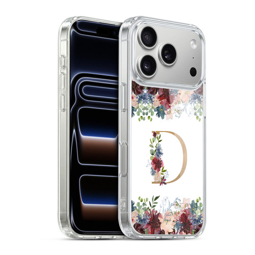 Nature Magick Flowers Monogram Floral Gold Letter D Soft Gel Case for Apple iPhone 17 Pro