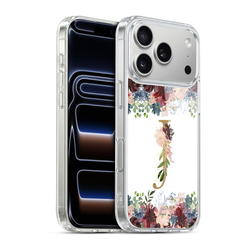 Nature Magick Flowers Monogram Floral Gold Letter J Soft Gel Case for Apple iPhone 17 Pro