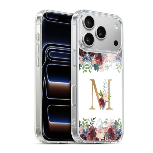 Nature Magick Flowers Monogram Floral Gold Letter M Soft Gel Case for Apple iPhone 17 Pro