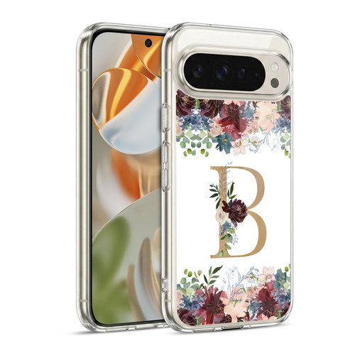 Nature Magick Flowers Monogram Floral Gold Letter B Soft Gel Case for Google Pixel 9 / Pixel 9 Pro