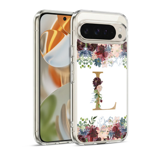 Nature Magick Flowers Monogram Floral Gold Letter L Soft Gel Case for Google Pixel 9 / Pixel 9 Pro
