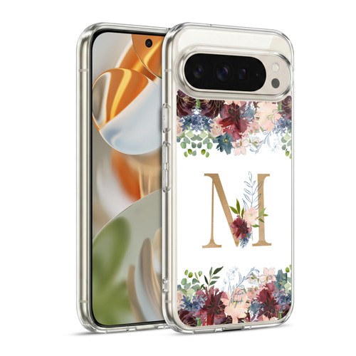 Nature Magick Flowers Monogram Floral Gold Letter M Soft Gel Case for Google Pixel 9 / Pixel 9 Pro