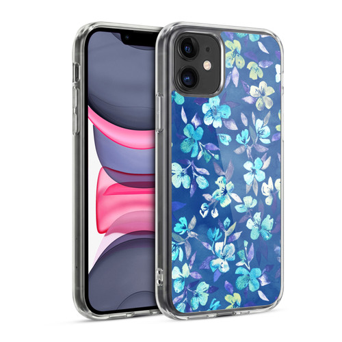 Micklyn Le Feuvre Florals 2 Grown Up Betty Blue Watercolour Floral Soft Gel Case for Apple iPhone 11