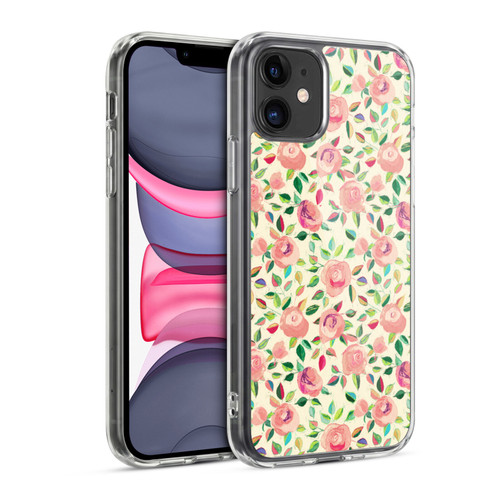 Micklyn Le Feuvre Florals 2 Pastel Roses In Blush Pink And Cream Soft Gel Case for Apple iPhone 11