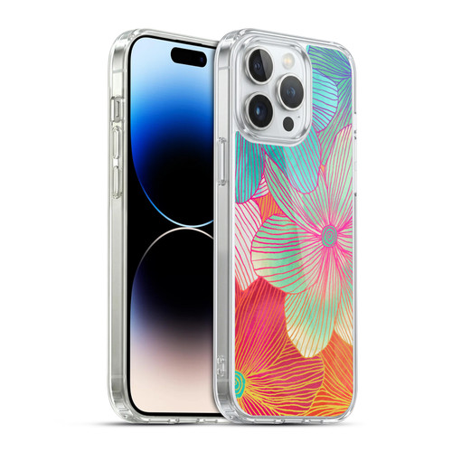 Micklyn Le Feuvre Florals 2 Tropical Flowers In Pink Orange Soft Gel Case for Apple iPhone 14 Pro Max & MagSafe