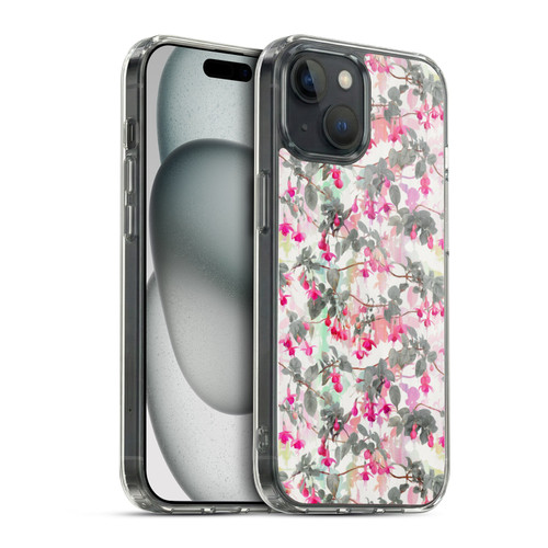 Micklyn Le Feuvre Florals 2 Rainbow Fuchsia Floral Pattern Soft Gel Case for Apple iPhone 15 & MagSafe