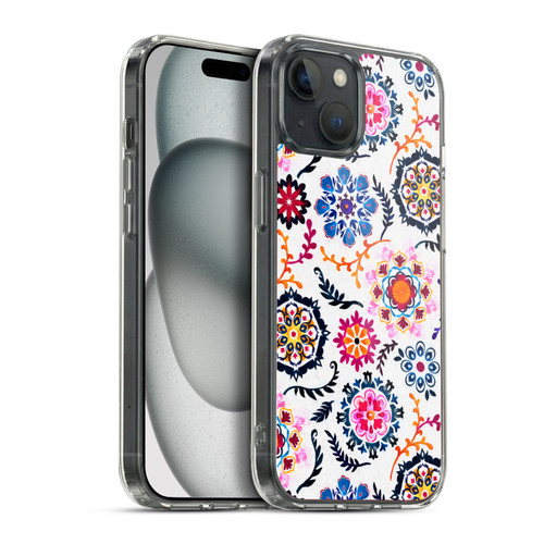 Micklyn Le Feuvre Florals 2 Happy Colour Suzani Inspired Pattern Soft Gel Case for Apple iPhone 15 Plus & MagSafe