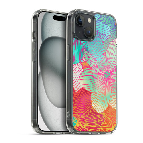 Micklyn Le Feuvre Florals 2 Tropical Flowers In Pink Orange Soft Gel Case for Apple iPhone 15 Plus & MagSafe