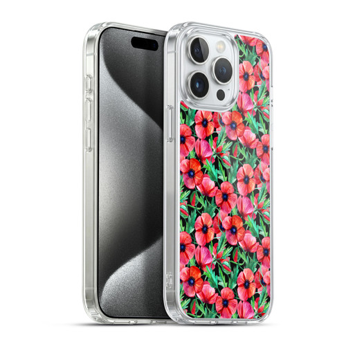 Micklyn Le Feuvre Florals 2 Plenty of Red Flowers Soft Gel Case for Apple iPhone 15 Pro Max & MagSafe