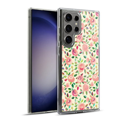 Micklyn Le Feuvre Florals 2 Pastel Roses In Blush Pink And Cream Soft Gel Case for Samsung Galaxy S23 Ultra 5G & MagSafe