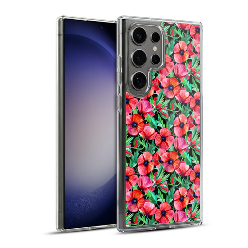 Micklyn Le Feuvre Florals 2 Plenty of Red Flowers Soft Gel Case for Samsung Galaxy S23 Ultra 5G & MagSafe