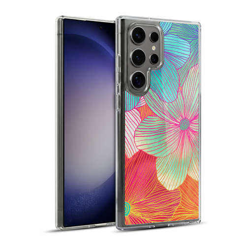 Micklyn Le Feuvre Florals 2 Tropical Flowers In Pink Orange Soft Gel Case for Samsung Galaxy S23 Ultra 5G & MagSafe