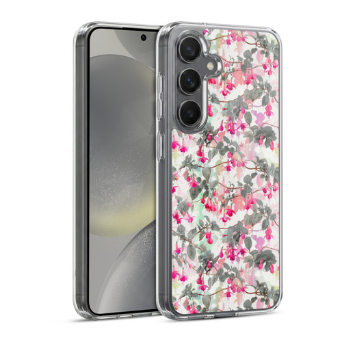 Micklyn Le Feuvre Florals 2 Rainbow Fuchsia Floral Pattern Soft Gel Case for Samsung Galaxy S24 5G & MagSafe