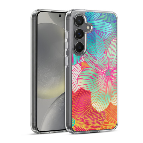 Micklyn Le Feuvre Florals 2 Tropical Flowers In Pink Orange Soft Gel Case for Samsung Galaxy S24 5G & MagSafe