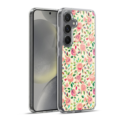 Micklyn Le Feuvre Florals 2 Pastel Roses In Blush Pink And Cream Soft Gel Case for Samsung Galaxy S24+ 5G & MagSafe