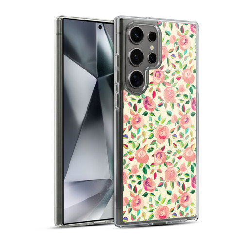 Micklyn Le Feuvre Florals 2 Pastel Roses In Blush Pink And Cream Soft Gel Case for Samsung Galaxy S24 Ultra 5G & MagSafe