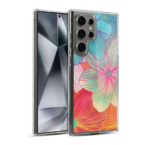 Micklyn Le Feuvre Florals 2 Tropical Flowers In Pink Orange Soft Gel Case for Samsung Galaxy S24 Ultra 5G & MagSafe