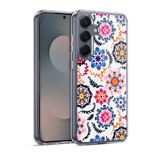 Micklyn Le Feuvre Florals 2 Happy Colour Suzani Inspired Pattern Soft Gel Case for Samsung Galaxy S25 & MagSafe