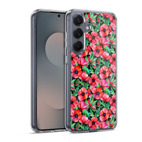 Micklyn Le Feuvre Florals 2 Plenty of Red Flowers Soft Gel Case for Samsung Galaxy S25 & MagSafe