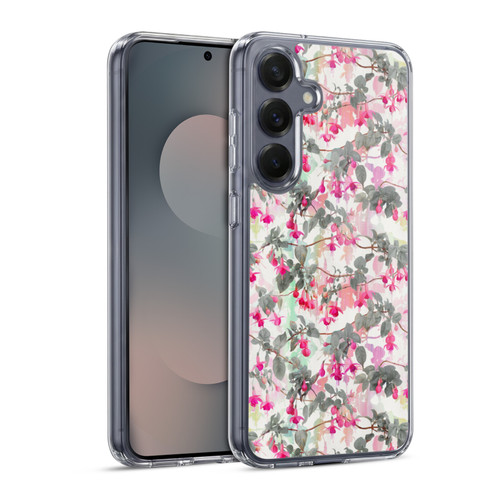 Micklyn Le Feuvre Florals 2 Rainbow Fuchsia Floral Pattern Soft Gel Case for Samsung Galaxy S25 & MagSafe