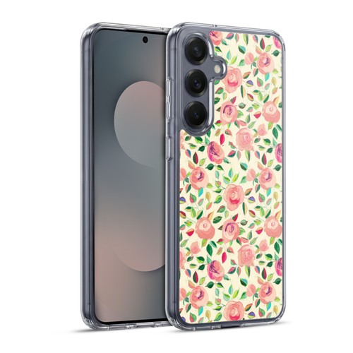 Micklyn Le Feuvre Florals 2 Pastel Roses In Blush Pink And Cream Soft Gel Case for Samsung Galaxy S25+ & MagSafe