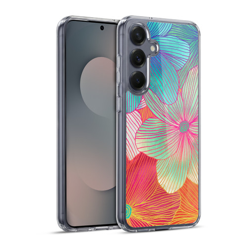 Micklyn Le Feuvre Florals 2 Tropical Flowers In Pink Orange Soft Gel Case for Samsung Galaxy S25+ & MagSafe