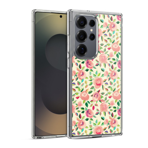Micklyn Le Feuvre Florals 2 Pastel Roses In Blush Pink And Cream Soft Gel Case for Samsung Galaxy S25 Ultra & MagSafe