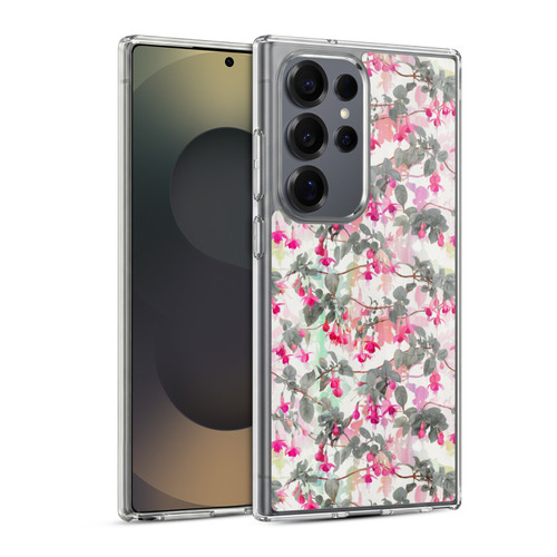 Micklyn Le Feuvre Florals 2 Rainbow Fuchsia Floral Pattern Soft Gel Case for Samsung Galaxy S25 Ultra & MagSafe