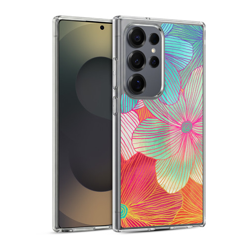 Micklyn Le Feuvre Florals 2 Tropical Flowers In Pink Orange Soft Gel Case for Samsung Galaxy S25 Ultra & MagSafe