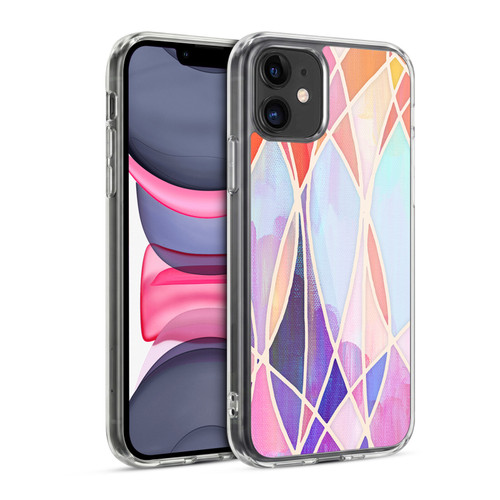 Micklyn Le Feuvre Patterns Purple and Peach Love Pastel Soft Gel Case for Apple iPhone 11