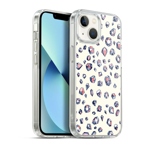 Micklyn Le Feuvre Patterns Navy and Coral Crystals Soft Gel Case for Apple iPhone 13