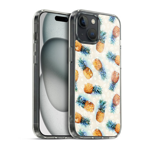 Micklyn Le Feuvre Patterns Pineapples and Crystals Soft Gel Case for Apple iPhone 15 & MagSafe
