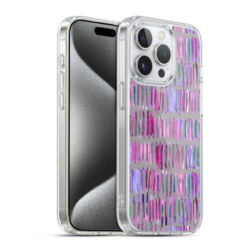 Micklyn Le Feuvre Patterns Messy Watercolour Stripes Soft Gel Case for Apple iPhone 15 Pro & MagSafe