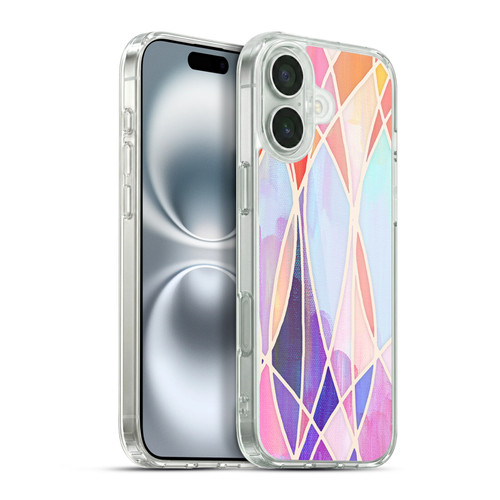 Micklyn Le Feuvre Patterns Purple and Peach Love Pastel Soft Gel Case for Apple iPhone 16 Plus & MagSafe